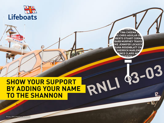 RNLI supporters have the chance to have their names on a lifeboat via a prize draw. 20,000 names will appear on the hull of the new Shannon class boat.