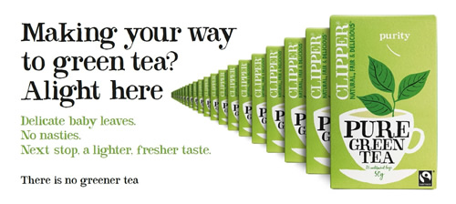 Fairtrade green tea brand Clipper Teas is running a ‘New Year Revolutions’ campaign with outdoor and transport advertising and a ‘money back’ promotion.