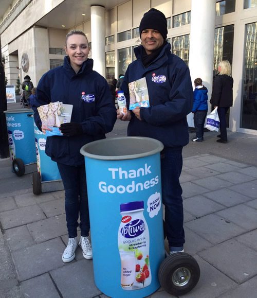 London’s Waterloo Station is the venue for FrieslandCampina’s latest campaign for its new healthy yogurt drink, Optiwell.