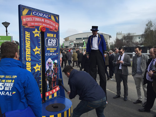 Coral is bringing circus thrills to this year's Cheltenham festival with a campaign to get punters to choose it for bets at the racecourse.