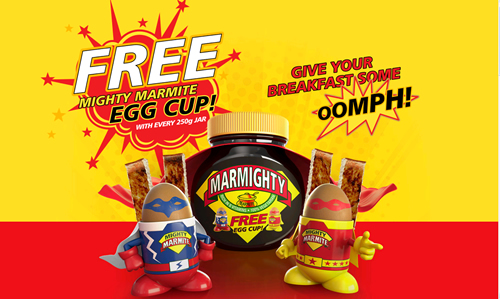 Marmite is running an on pack promotion across its 250g jars, offering consumers the chance to get a free superhero Marmite egg cup with every purchase.