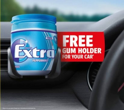 Wrigley is giving away an in-car gum holder with bottles of Extra and Airwaves chewing gum and wants to get bottles in every UK car in the next three years.