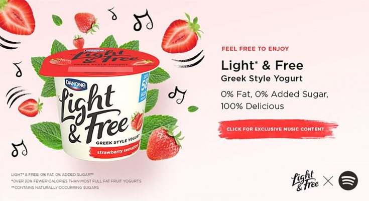 Danone Light & Free is joining forces with Spotify UK for a year-long partnership to build strong connections between the Greek-style yoghurt brand and a music-loving audience.