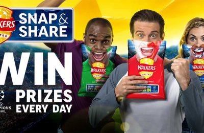 Walkers has backed the launch of a range of re-sealable 175g sharing packs with a new on-pack ‘Snap & Share’ promotion as part of its Uefa Champions League (UCL) sponsorship. Every promotional pack features the lower half of a football fan’s face. To enter, shoppers need to hold the pack up to their own face, take a selfie and share it on Twitter, Instagram or Facebook for a chance to win.