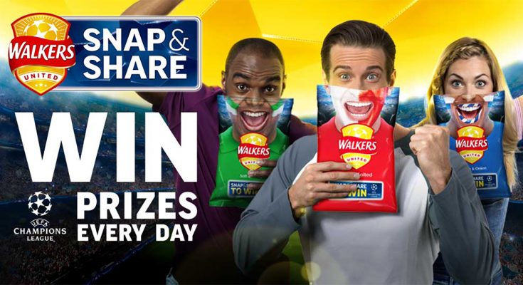 Walkers has backed the launch of a range of re-sealable 175g sharing packs with a new on-pack ‘Snap & Share’ promotion as part of its Uefa Champions League (UCL) sponsorship. Every promotional pack features the lower half of a football fan’s face. To enter, shoppers need to hold the pack up to their own face, take a selfie and share it on Twitter, Instagram or Facebook for a chance to win.