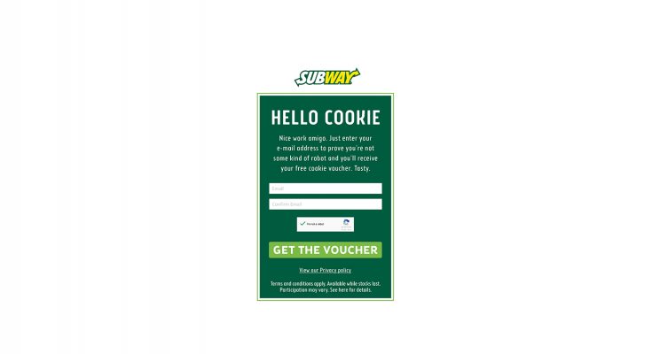 The SUBWAY brand is launching a digital campaign in the UK and Ireland to thank its customers for accepting digital cookies notifications by offering them real cookies.