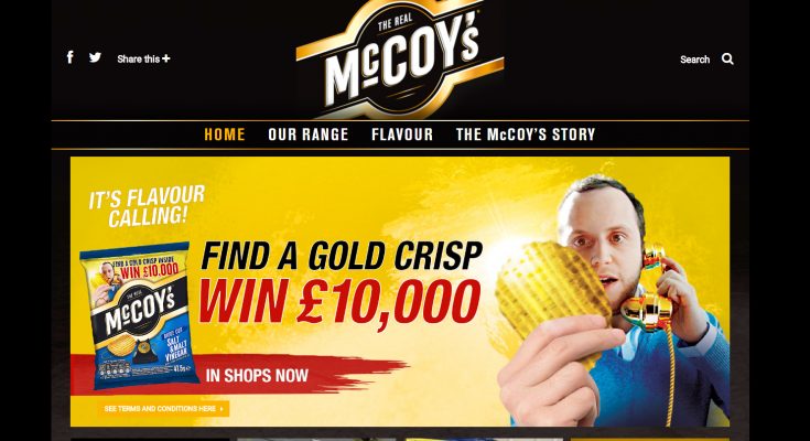 Ridged crisp brand McCoy’s is running ‘Win Gold’, an on-pack promotion offering five chances to win £10,000 by finding a golden crisp in a packet.