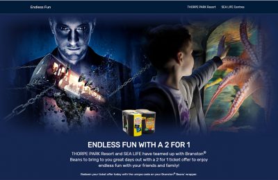 Beans brand Branston has announced the return of its two-for-one ticket deal with Merlin Entertainments for the second year running, offering tickets to 13 Merlin attractions including Thorpe Park Resort and Sea Life Centres.