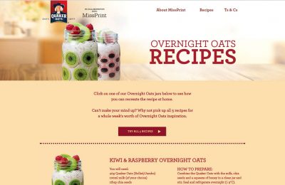 Quaker Oats has partnered design company MissPrint for an on-pack promotion giving away limited edition designer mason jars.