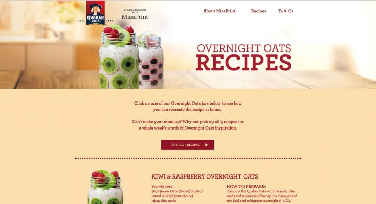 Quaker Oats has partnered design company MissPrint for an on-pack promotion giving away limited edition designer mason jars.