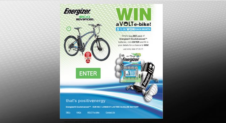 Energizer has partnered with Volt electric bikes for a new promotion for its Energizer EcoAdvanced batteries, offering the chance to win one of 15 Volt cycles worth £1,500 each.