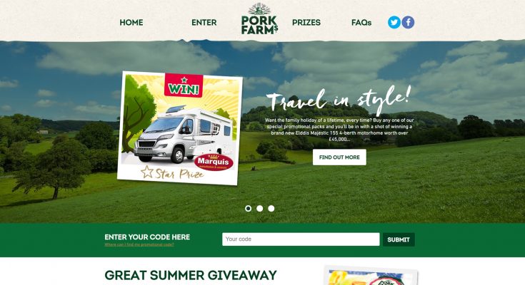 Pork pie brand Pork Farms has launched a three month on-pack promotion called “The Great Summer Giveaway” which will include the chance to win a £45,000 motor-home or one of more than 100 Haven holiday vouchers worth £500.