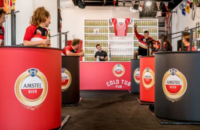 To celebrate Prudential RideLondon 2017, taking place today and tomorrow, Amstel has enlisted the help of cycling superstar and Olympian Mark Cavendish to open the world’s first ever ‘ice-bath pub’, where cyclists can rest their weary legs in cold tubs while enjoying a cold, refreshing Amstel Bier.