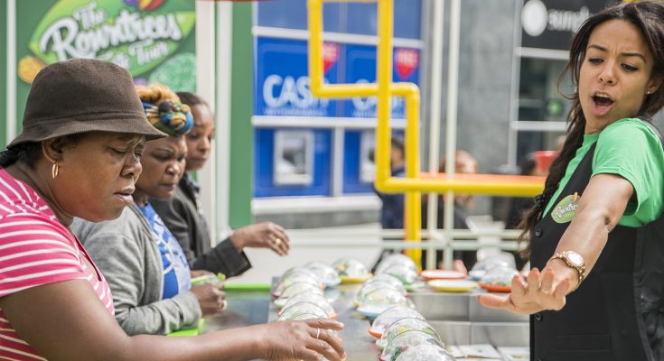 Rowntree’s has backed the launch of its new 30% less sugar range of Fruit Pastilles and Randoms with a brightly-coloured factory-style pop up full of bending pipes, with a “sushi belt” of tasting opportunities at the centre, giving people a chance to try the reduced sugar range in a uniquely Rowntree’s way.