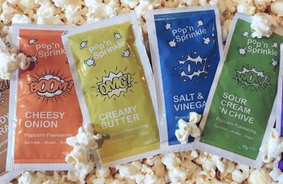 Movie fans across England, Scotland and Ireland visiting selected Vue Cinemas are being offered free samples of new Pop’n Sprinkle popcorn flavouring.