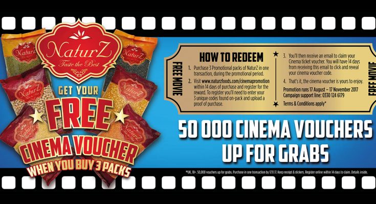 NaturZ Foods, which has been supplying independent stores with pulses, spices and rice since 2011, has launched a cinema ticket promotional reward campaign designed to thank customers for their business.