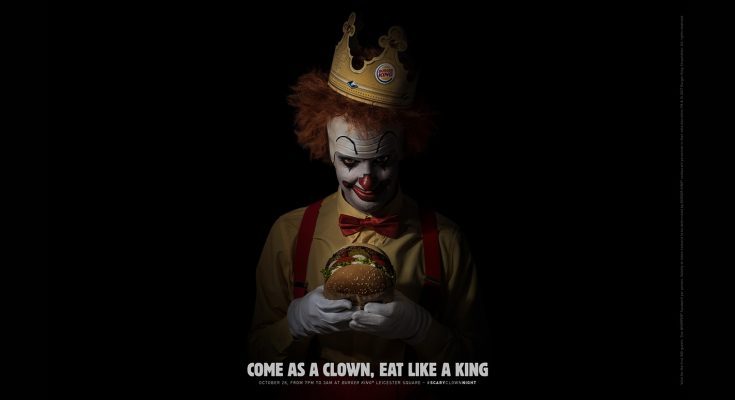 Burger King UK is to give away free Whopper sandwiches to the first 500 customers who turn up at its Leicester Square branch in Central London dressed as a clown.