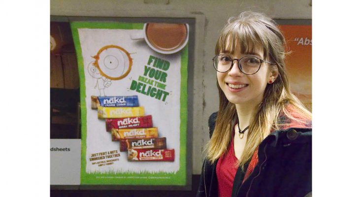 Wholefoods snack bar brand Nākd is showcasing the winning doodles from two fans who entered its ‘Add a little Delight’ social media competition on OOH media