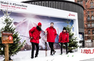 Specialist ski airline Swiss International Air Lines (SWISS) ran a one-day experiential campaign at King’s Cross station last week, bringing a powder day to London and encouraging commuters to dig out their salopettes and book flights to the Alps.