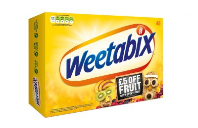 Breakfast cereal brand Weetabix is running a free fruit on-pack promotion to help people start 2018 in a healthy way.