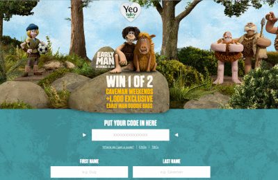 Dairy company Yeo Valley is running an on-pack promotion linked to the new Aardman film, Early Man, offering consumers the chance to win one of two Caveman breaks or one of 1,000 Early Man goodie bags.