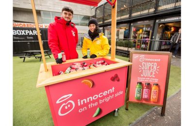 A new campaign to support the launch of Super Juice, innocent’s most ‘nutritionally dense’ juice, is giving Londoners the chance to try the three recipes (Apple, Pear and Cucumber, Raspberry and Cherry, and Orange and Blood Orange) while out and about in the UK capital.