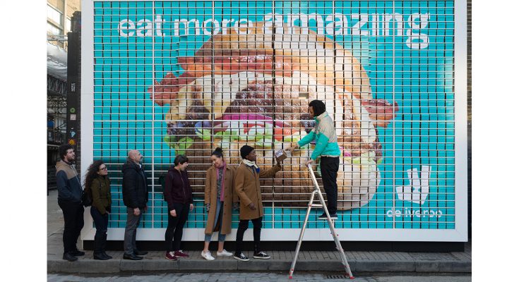 On-demand delivery service Deliveroo celebrated the fact that it has now delivered 10 million burgers in the UK since launch in 2013 with what it claims was the world’s first billboard made entirely out of burgers, all of which were free for passers-by to eat.