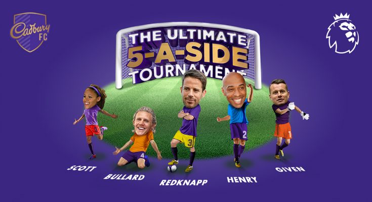 Cadbury is launching a new promotion, as part of its successful partnership with the Premier League, which offers consumers the chance to compete in a 5-a-side football tournament with five football stars; Thierry Henry, Jamie Redknapp, Shay Given, Jimmy Bullard and Alex Scott.