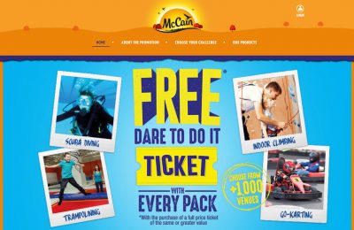 McCain has launched an on-pack promotion offering consumers free tickets to participating attractions across Britain. The activities on offer include tree top adventures, go-karting, Segway tours, scuba diving and trampolining, at more than 1,000 locations.