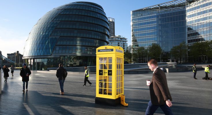 The RNLI is promoting its Mayday fundraising campaign, which runs throughout May, by turning UK icons, including a classic Post Office phone box, yellow, the colour of the emergency kit its volunteer lifesavers wear.