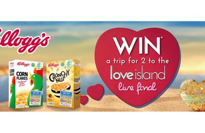 Kellogg’s has teamed up with ITV2’s Love Island for an on-pack promotion on leading brands, Kellogg’s Corn Flakes and Kellogg’s Crunchy Nut, with a trip for two to Mallorca to see the Love Island final as the grand prize.