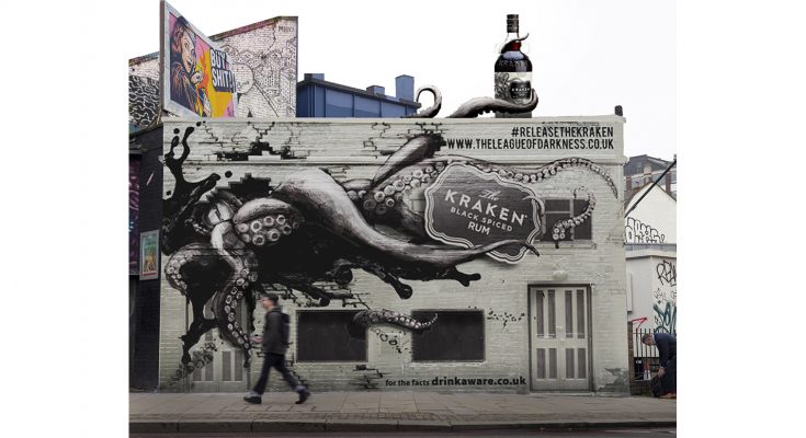 The Kraken Black Spiced Rum has partnered with Kinetic, the UK’s leading out-of-home (OOH) agency, to bring the brand’s iconic mythical beast to life on the streets of East London as part of a major new creative 3D OOH campaign.