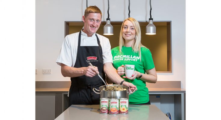 Laura Foreman Fundraising Manager for Macmillan joins Baxters Chef and Group Innovation Manager Darren Sivewright to serve up funds for Macmillan